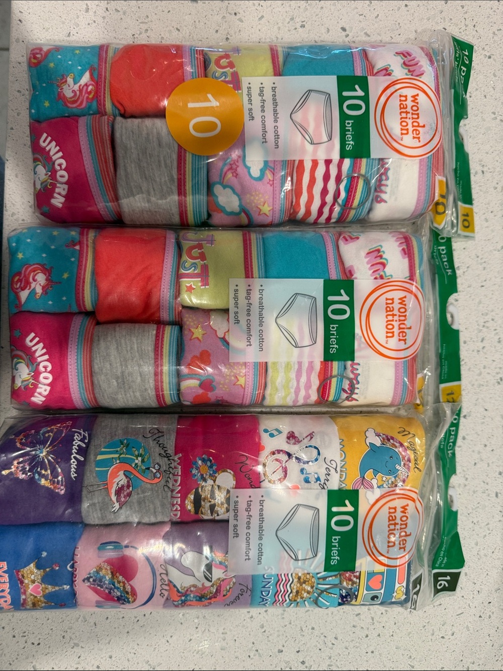 Pack of 3 girls underwear - NOT OPENED  (sizes 10, 12, and 16)
